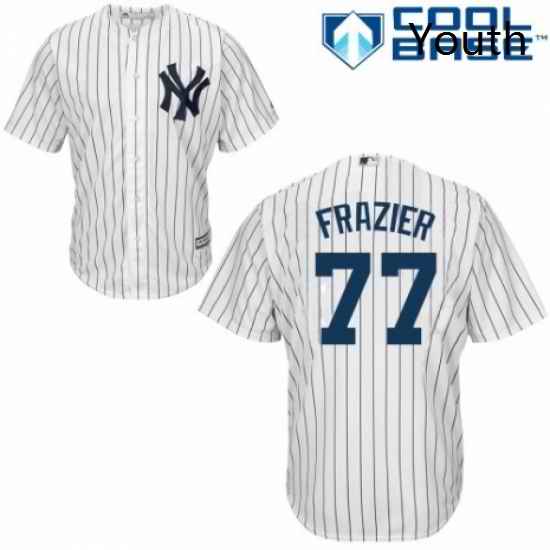 Youth Majestic New York Yankees 77 Clint Frazier Authentic White Home MLB Jersey